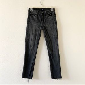 Gap dark grey straight leg jeans raw hem